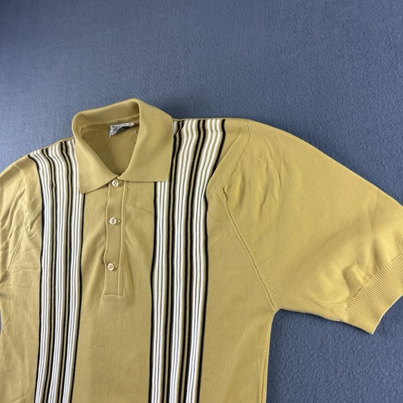 True Vintage Shirt Mens M Yellow Ban Lon Action Ease Lord Jeff Nylon Grandpacore